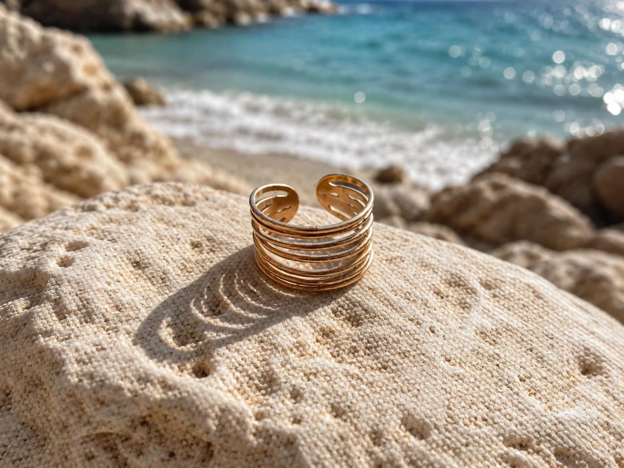 ✨ Bague dorée effet triple anneau – Tendance & élégante ✨